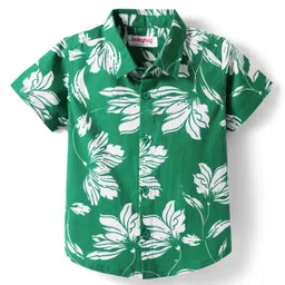 Babyhug Cotton Woven Half Sleeves Shirt With Floral Print - Green-picture-10