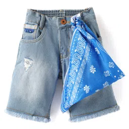 Little Kangaroos Washed Distressed Denim Shorts - Light Blue-picture-22