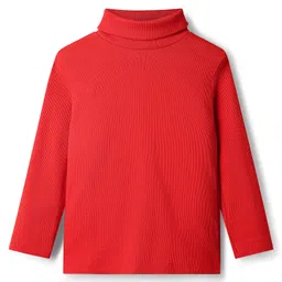 Babyhug Cotton Knit Full Sleeves Turtle Neck Winter T-Shirt - Red-picture-17