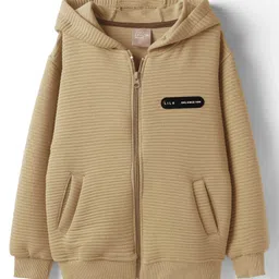 Little Kangaroos Woven Full Sleeves Hooded Sweatjacket With Patch Detailing - Beige-picture-27