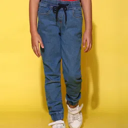 Tales & Stories Denim Woven Mild Washed Joggers Style Jeans - Blue-picture-40