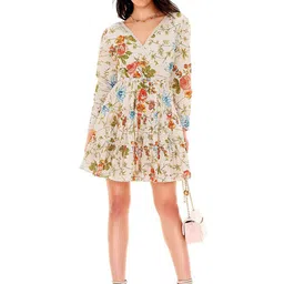 PRETTY PIXIE Women Floral Printed V Neck Cotton Fit & Flare Dress-picture-40