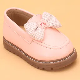 Babyoye Slip On Party Wear Shoes with Bow Applique - Pink image 2