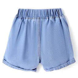 Mark & Mia Cotton Washed Shorts with Keep Smiling Text Print - Light Blue image 2