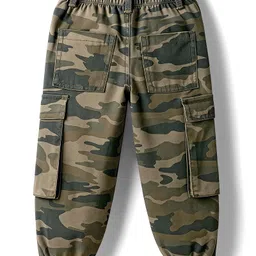 Babyhug Twill Woven Full Length Trouser Pant With Camouflage Design - Olive Green image 2