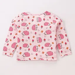 Babyoye Cotton Woven Full Sleeves Night Suit With Text Print - Light Pink image 3