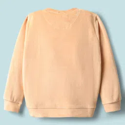 Babyhug Velour Woven Full Sleeves Text Embroidered Winter Wear Suit - Peach image 3