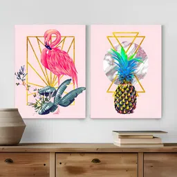 Myntra Elegant Homes Blue & Pink 2 Pieces Canvas Birds and Animals Wall Arts-image-64
