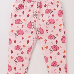 Babyoye Cotton Woven Full Sleeves Night Suit With Text Print - Light Pink image 4