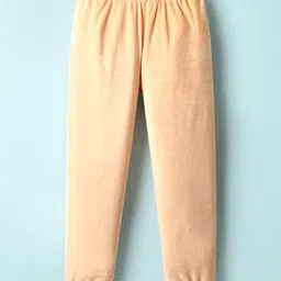 Babyhug Velour Woven Full Sleeves Text Embroidered Winter Wear Suit - Peach image 4