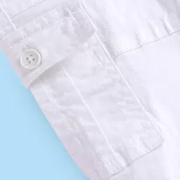 Babyhug Cotton Woven Full Length Solid Color Trouser - White image 5