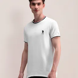 U.S. Polo Assn. Men Solid Round Neck Cotton Slim Fit T-Shirt image 2