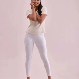 Go Colors! Cream Plain Leggings-image-49