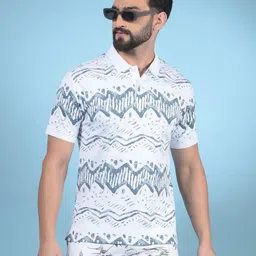 Crimsoune Club Men Printed Polo Collar Raw Edge Slim Fit T-shirt-picture-27