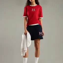 TOMMY HILFIGER Navy Regular Fit Logo Mid Rise Shorts image 5