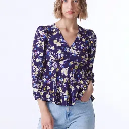 Cover Story Purple Floral Print Top image 1