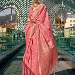 Saree Mall Pink Woven Sarees With Unstitched Blouse-picture-39