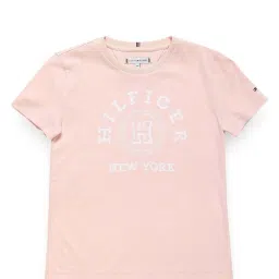 Tommy Hilfiger Girls Pink Solid Regular Fit Polo T-Shirt image 1