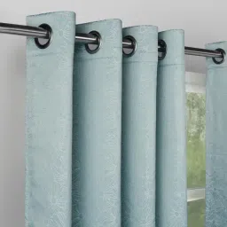 Haus & Kinder Blue Polyester Abstract Sea Breeze Eyelets Daisy 7 ft Door Curtain - Set of 2 image 5