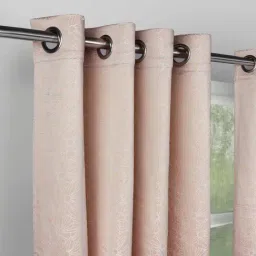 Haus & Kinder Blush Polyester Abstract Blush Daisy Eyelets 7 ft Door Curtain - Set of 2 image 5