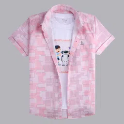 Cavio Kids Pink & White Printed Shirt image 1