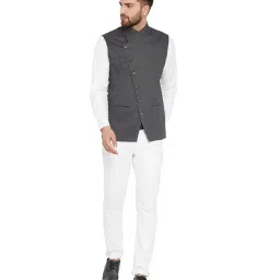 Hypernation Dark Grey Sleeveless Cotton Waistcoat image 5