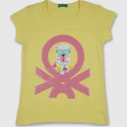 United Colors of Benetton Kids Yellow Cotton Patch Work T-Shirt-picture-39