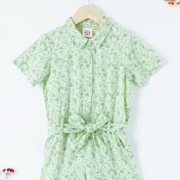 Ed-a-Mamma Kids Green Printed Jumpsuit-image-10