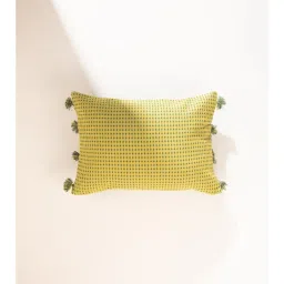 Freedom Tree Code Shadow Woven Cotton Lime and Yellow Cushion Cover (14X20 Inches)-picture-28