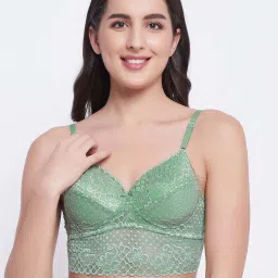Clovia Green Lace Work Bralette Bra image 1
