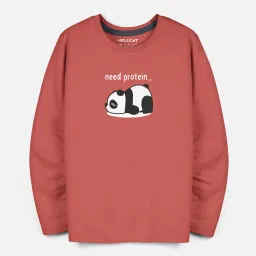 HELLCAT Boys Red Printed Full Sleeves T-Shirt image 1