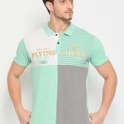Duke Sage Green Slim Fit Colour Block Polo T-Shirt image 1