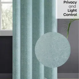 Haus & Kinder Blue Polyester Abstract Sea Breeze Eyelets Daisy 7 ft Door Curtain - Set of 2 image 4