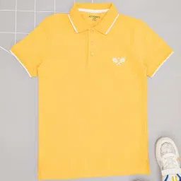 Pantaloons Junior Boys Primrose Yellow Cotton Solid T-Shirts-picture-22