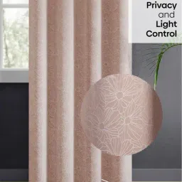 Haus & Kinder Blush Polyester Abstract Blush Daisy Eyelets 7 ft Door Curtain - Set of 2 image 4