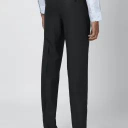 Van Heusen Grey Regular Fit Self Pattern Flat Front Trousers image 2