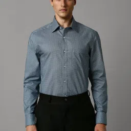 Louis Philippe Blue Cotton Regular Fit Printed Shirt image 1