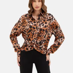 Kazo Brown Animal Print Top image 1