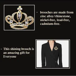SYGA Gold-Toned & White Statement Western Crown Brooch image 5