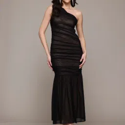 Label Ritu Kumar Black Aidette One Shoulder Dress-image-76