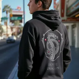 Bewakoof Black Relaxed Fit Graphic Oversized Hoodie image 1