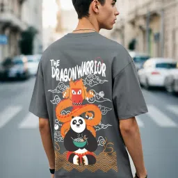 Bewakoof Dark Grey Cotton Relaxed Fit Printed T-Shirt image 1