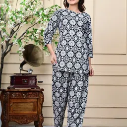 TREND ME Black Regular Fit Printed Night Suit image 1
