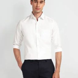 Arrow White Cotton Slim Fit Self Pattern Shirt-picture-16