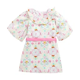 Tiny Girl Pink Barbie Printed Dress image 3