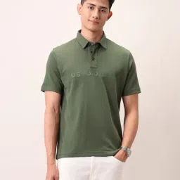 U.S. Polo Assn. Denim Co. Green Cotton Slim Fit Printed Polo T-Shirt-picture-34
