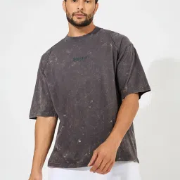 Styli Grey Melange Relaxed Fit Oversized Crew T-Shirt image 1
