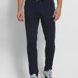 Van Heusen Athleisure Regular Fit Smart Tech Easy Stain Release Solid Trackpants - Blue Melange image 1