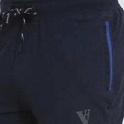 Van Heusen Athleisure Regular Fit Smart Tech Easy Stain Release Solid Trackpants - Blue Melange image 4