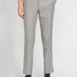 Arrow Grey Regular Fit Self Pattern Trousers image 1